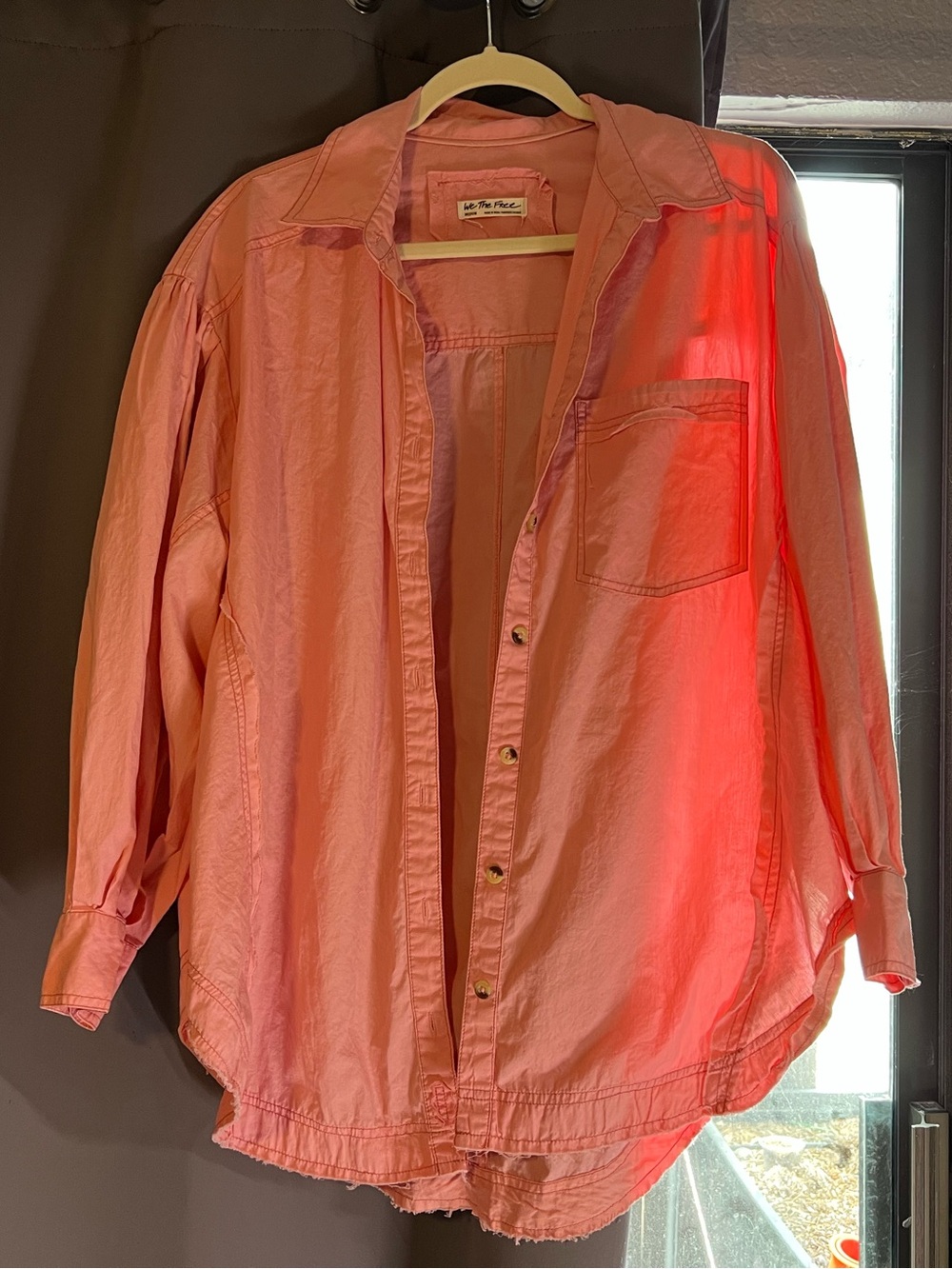 We The Free Girls Coral Pink Button-Down Shirt